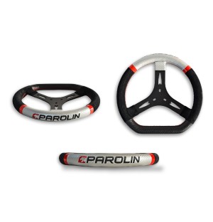 VOLANT PAROLIN MOTORSPORT NOIR / GRIS CHAMOIS (320MM)