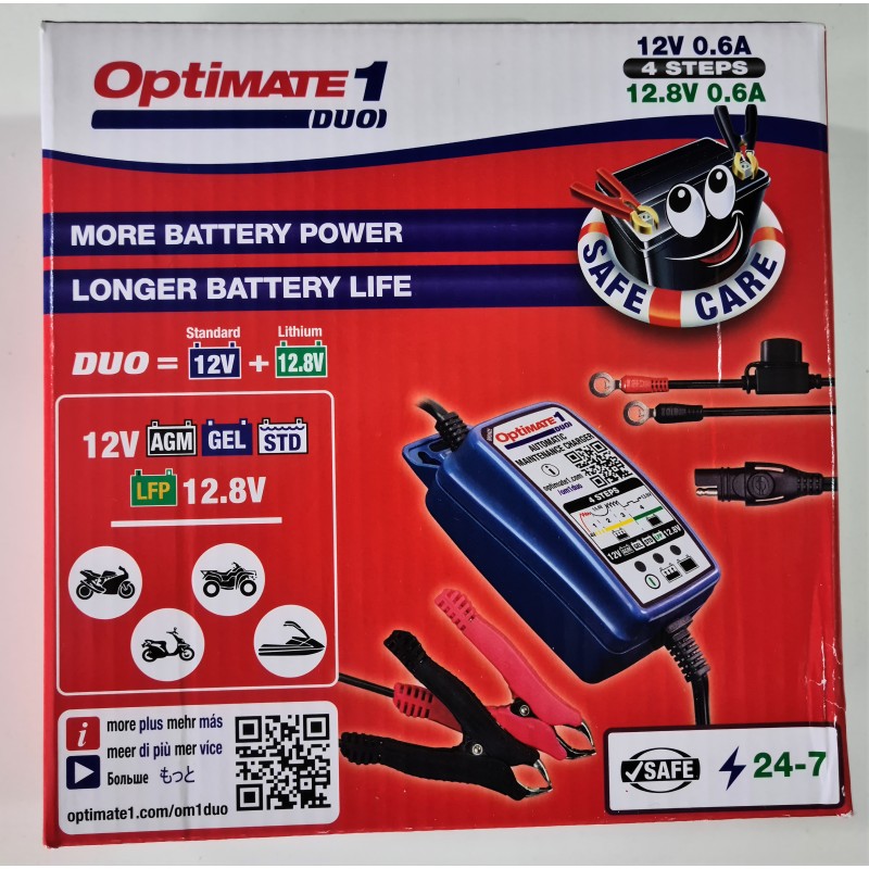 Chargeur maintien de batterie 12V Plomb, Gel et Lithium OPTIMATE 2 DUO -  UC30067 