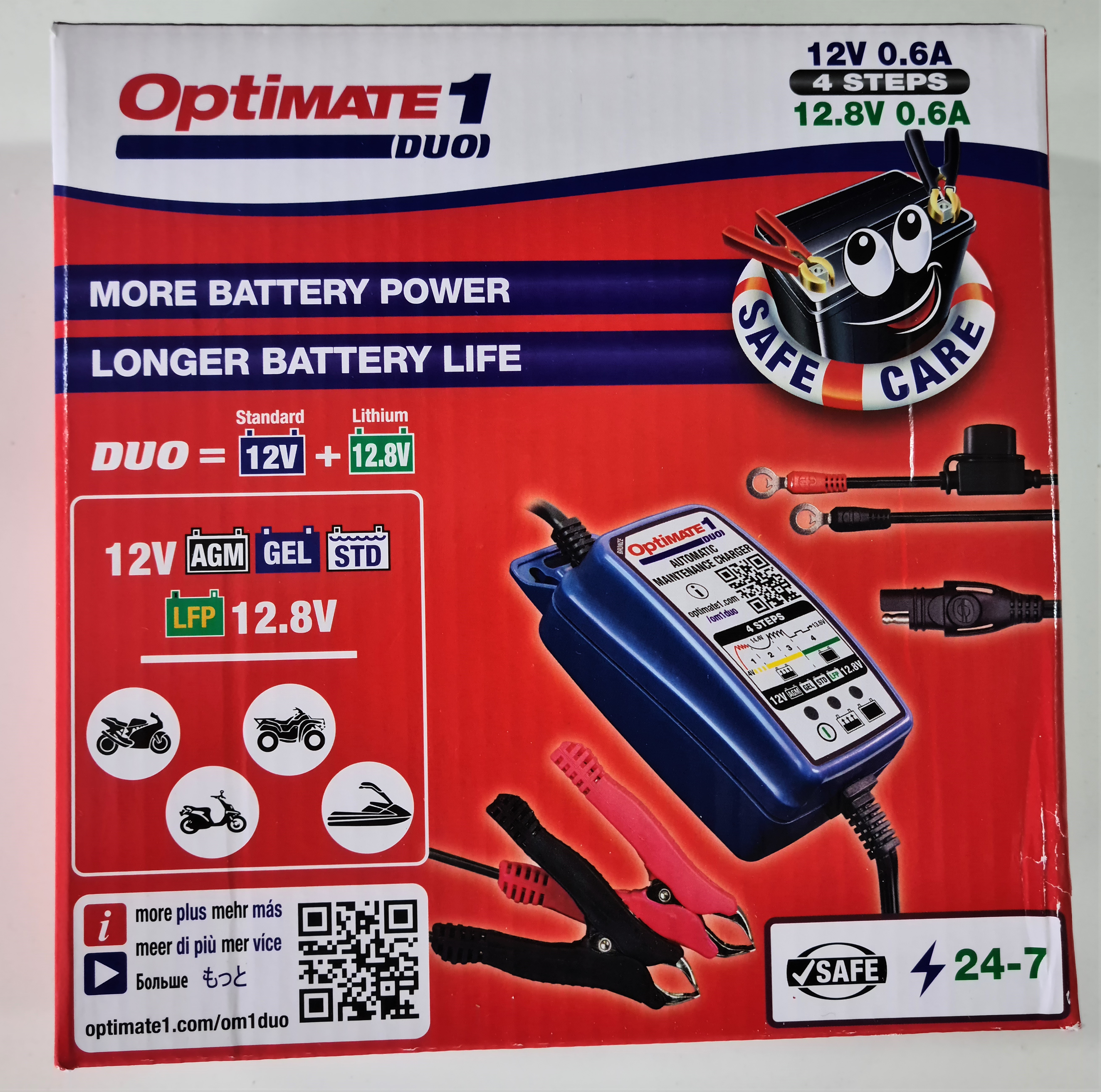 TecMate Mainteneur De Chargeur Batterie Moto Plomb Acide Lithium Optimate 1 Duo 450152 