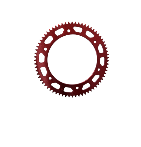 Couronne karting 219 Ergal 7075 anodisée – Noir ou Rouge, 64 à 90 dents